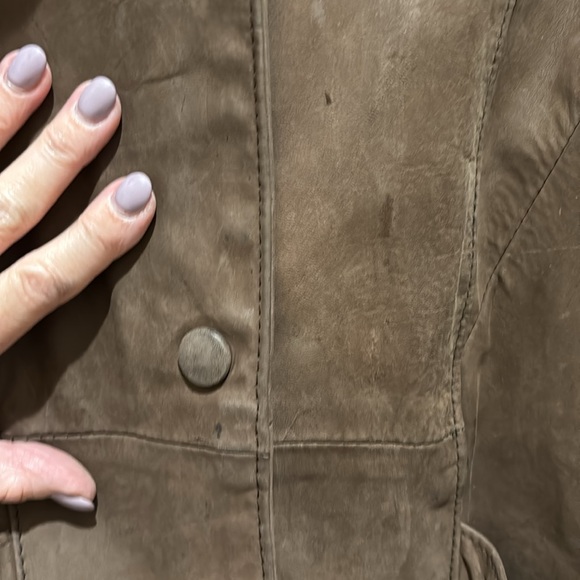 Genuine Vintage Brown Leather Suede Jacket Coat - Picture 8 of 9
